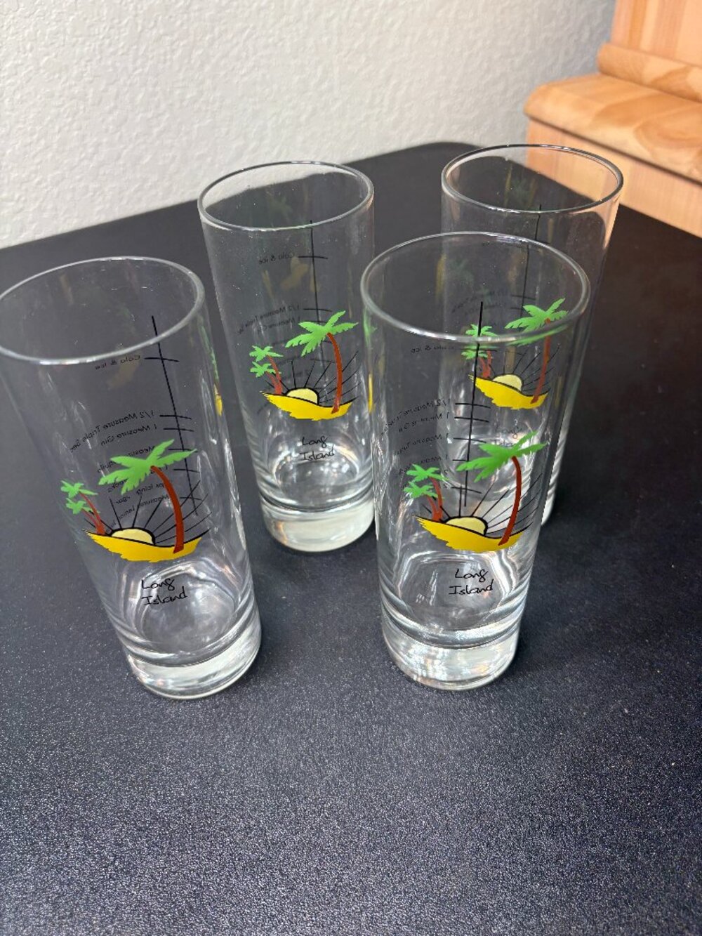 Set of 4 MCM Long Island Ice Tea Recipe Glasses